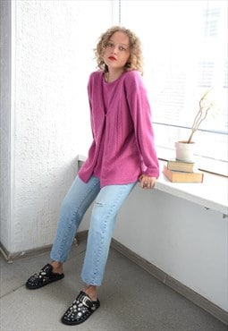 Vintage 80's Hot Pink Double Layer Cardigan