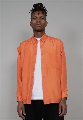 VINTAGE 80'S ORANGE SILK SHIRT