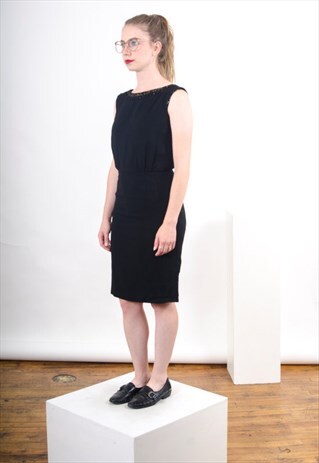 PARTY BLACK DRESS / BEADED COCKTAIL DRESS