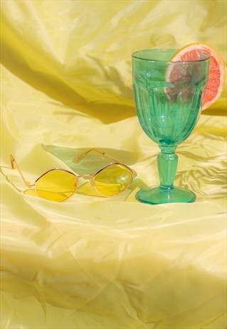 DIAMOND FRAME METAL SUNGLASSES YELLOW