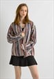 80s Vintage Cotton Aztec Abstract Pattern Shirt 7326