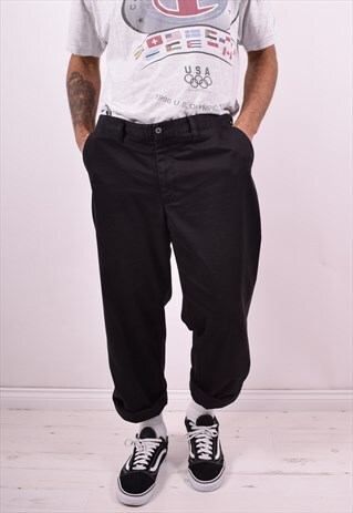 DOCKERS MENS VINTAGE TROUSERS W38 L32 BLACK 90'S