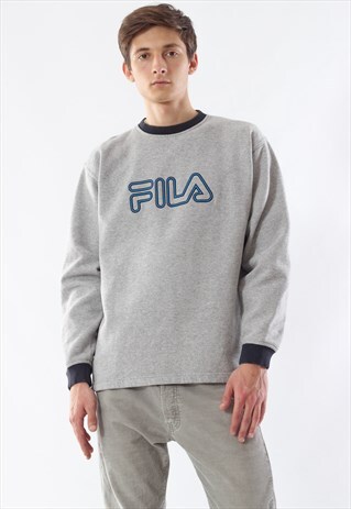 VINTAGE FILA CREW NECK 90S GREY BIG LOGO