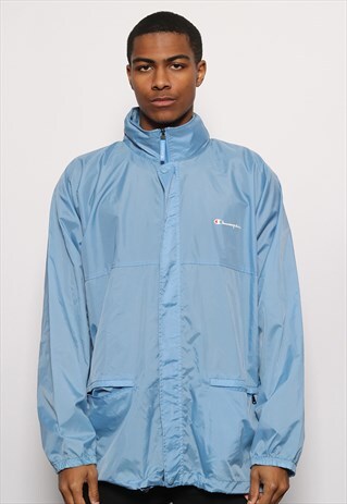 VINTAG CHAMPION LOGO WINDBREAKER JACKET LIGHT BLUE