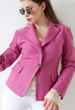 90s Vintage Blazer Pastel Pink Wool Preppy Suit Jacket