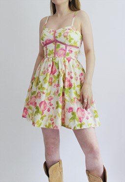 Y2K Miss Selfridge Pink & Green Mini Dress