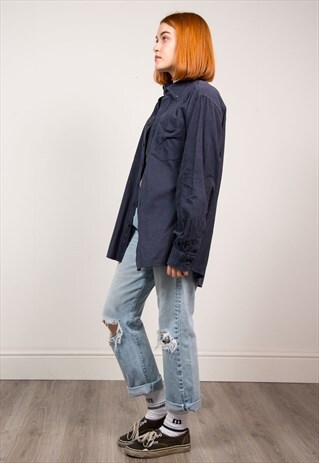 VINTAGE 90'S BLUE OVERSIZE CORD SHIRT
