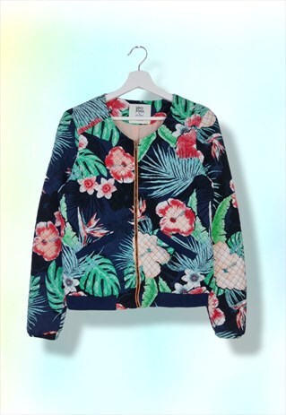 VINTAGE JACKET FLOWERS IN BLUE S