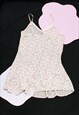 Vintage Slip Dress Y2K Fairycore Crochet Babydoll in White