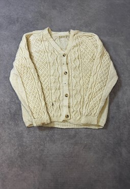 Vintage Abstract Knitted Cardigan Cable Knit Pattern Sweater