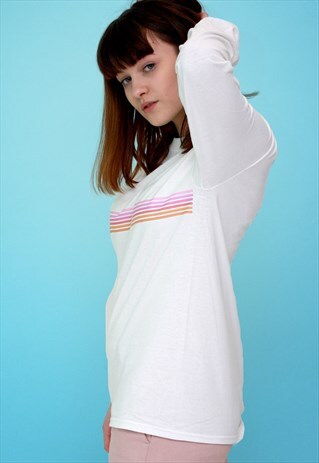 PINK FADE STRIPE LONG SLEEVE T SHIRT