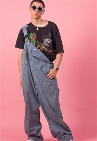 DICKIES DENIM STRIPED DUNGAREES