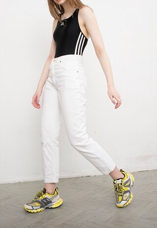 VINTAGE WHITE DENIM LEE COOPER JEANS CLASSIC MODEL MID RAISE
