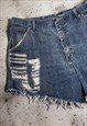 VINTAGE WRANGLER REWORKED DENIM CUFF OFF RIPPED SHORTS 