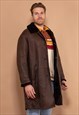 VINTAGE 90'S MEN SHEARLING COAT IN DARK BROWN