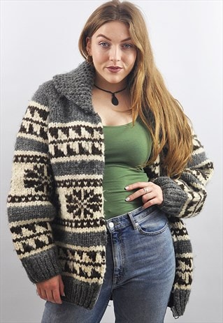 VINTAGE CHUNKY NORDIC OVERSIZE WOOL CARDIGAN/JACKET