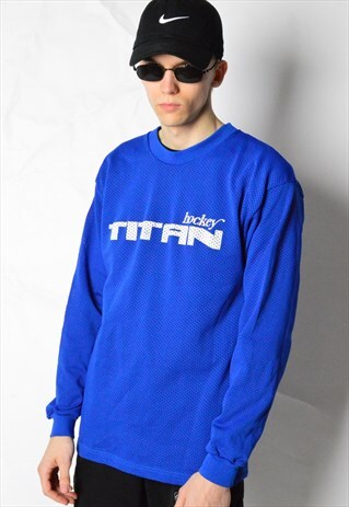 TITAN VINTAGE 90S BLUE HOCKEY JERSEY SHIRT
