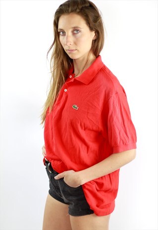 RED LACOSTE POLO SHIRT LACOSTE TOP RED VINTAGE