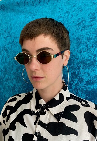 OVAL 90'S STYLE SUNGLASSES - CLASSIC BROWN