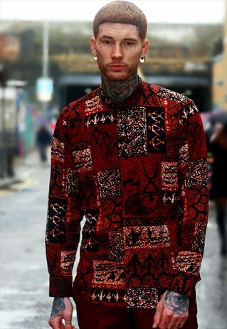 RELIC PRINT LONG SLEEVE LINEN SHIRT