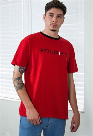 VINTAGE POLO RALPH LAUREN T-SHIRT LOGO 90S M 7.1
