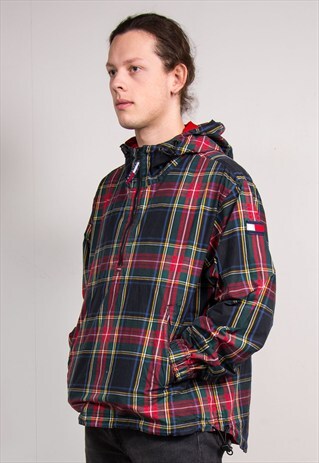 VINTAGE 90'S TARTAN TOMMY HILFIGER QUARTER ZIP JACKET