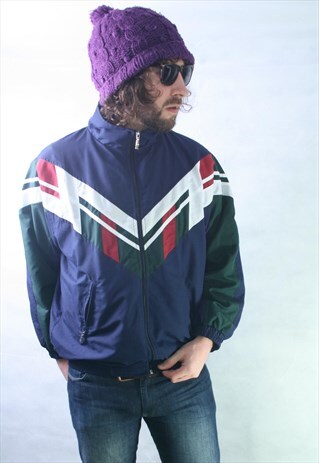 VINTAGE OVERSIZED 80'S PATTERNED TRACK TOP