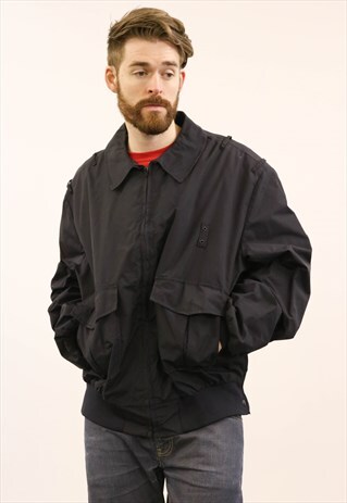 VINTAGE 19990S NAVY BLUE BOMBER JACKET