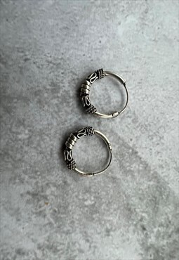 Solid Sterling Silver Bali hoop earrings