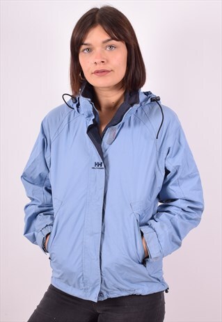 HELLY HANSEN WOMENS VINTAGE RAIN JACKET SMALL BLUE 90S
