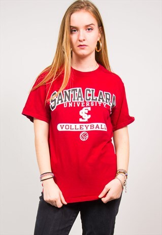 VINTAGE 90'S RED SANTA CLARA UNIVERSITY VOLLEYBALL T-SHIRT