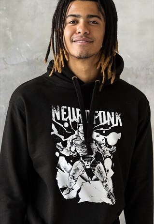 NEUROFUNK DESTRUCTION HOODIE ROBOT MEN'S BLACK HOODED TOP