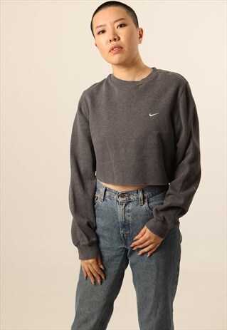 VINTAGE NIKE EMBROIDERED LOGO CROPPED SWEATSHIRT