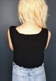CROPPED KNIT VEST TOP WITH SILVER LOOPS - HANDMADE 