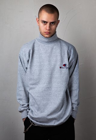 90S CHAMPION TURTLENECK WITH EMBROIDERED LOGO. UNISEX