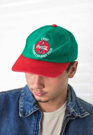 VINTAGE COCA-COLA LOGO BASEBALL CAP HAT 90S X 2.9