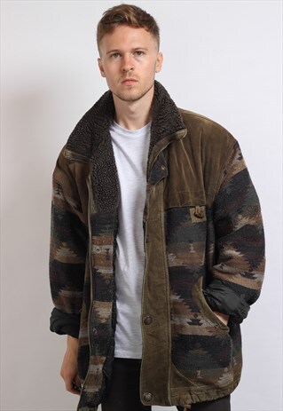 VINTAGE AZTEC FLEECE LINED FESTIVAL JACKET