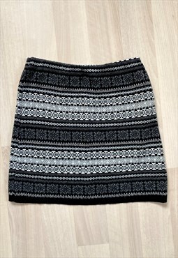 Black Aztec Print Mini Skirt
