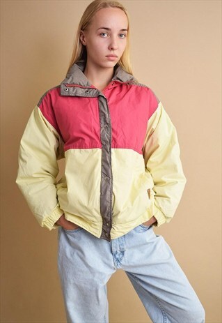 90'S RETRO ATHLEISURE PASTEL PUFFA BOMBER JACKET