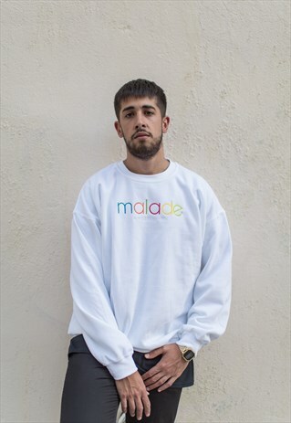 MALADE NATION SWEATSHIRT WHITE - COOLER COULEUR