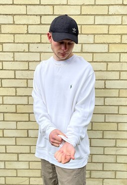 Vintage 1990s White Ralph Lauren Pullover Jumper Sweatshirt