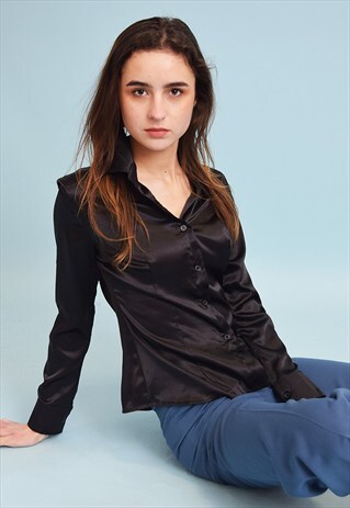 90'S RETRO MINIMALIST SHIMMER PETITE SHIRT TOP