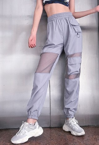MESH PATCHWORK ELASTIC JOGGERS