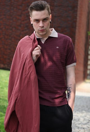 RARE VINTAGE 80'S MAROON VALENTINO POLO T-SHIRT