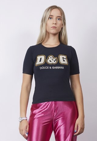 VINTAGE Y2K DOLCE & GABBANA BLACK LOGO T-SHIRT