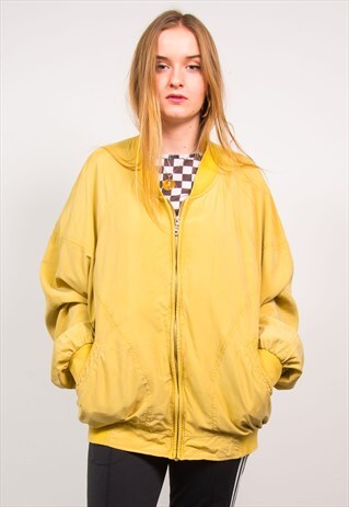 VINTAGE 90'S YELLOW SILK BOMBER JACKET