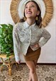 1990'S VINTAGE SILVER AND GOLD SEQUIN BLOUSE WITH GLASS BEAD