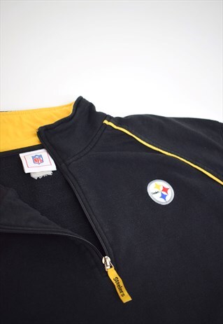 VINTAGE 90S NFL STEELERS BLACK YELLOW 3/4 ZIP JUMPER
