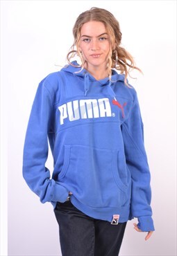 Vintage Puma Hoodie Jumper Blue