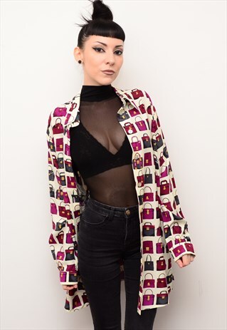 VINTAGE 90'S HANDBAG PATTERNED OVERSIZED SHIRT
